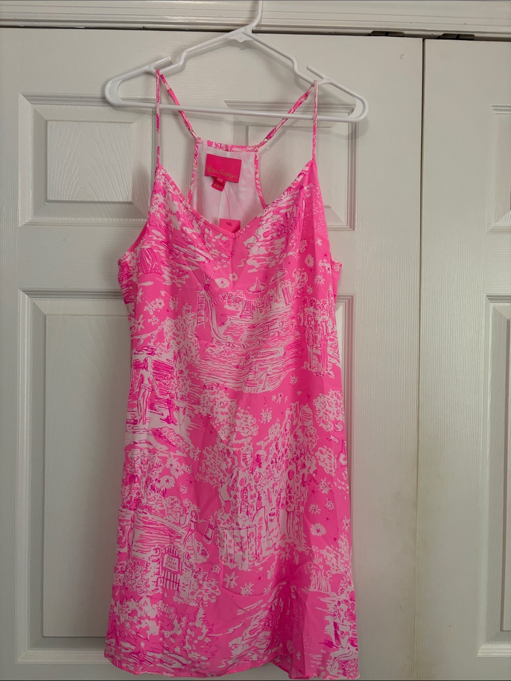 Bright Pink Printed Slip Dress